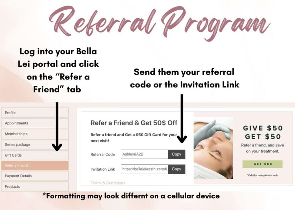 repeat MD referral program at Bella Lei