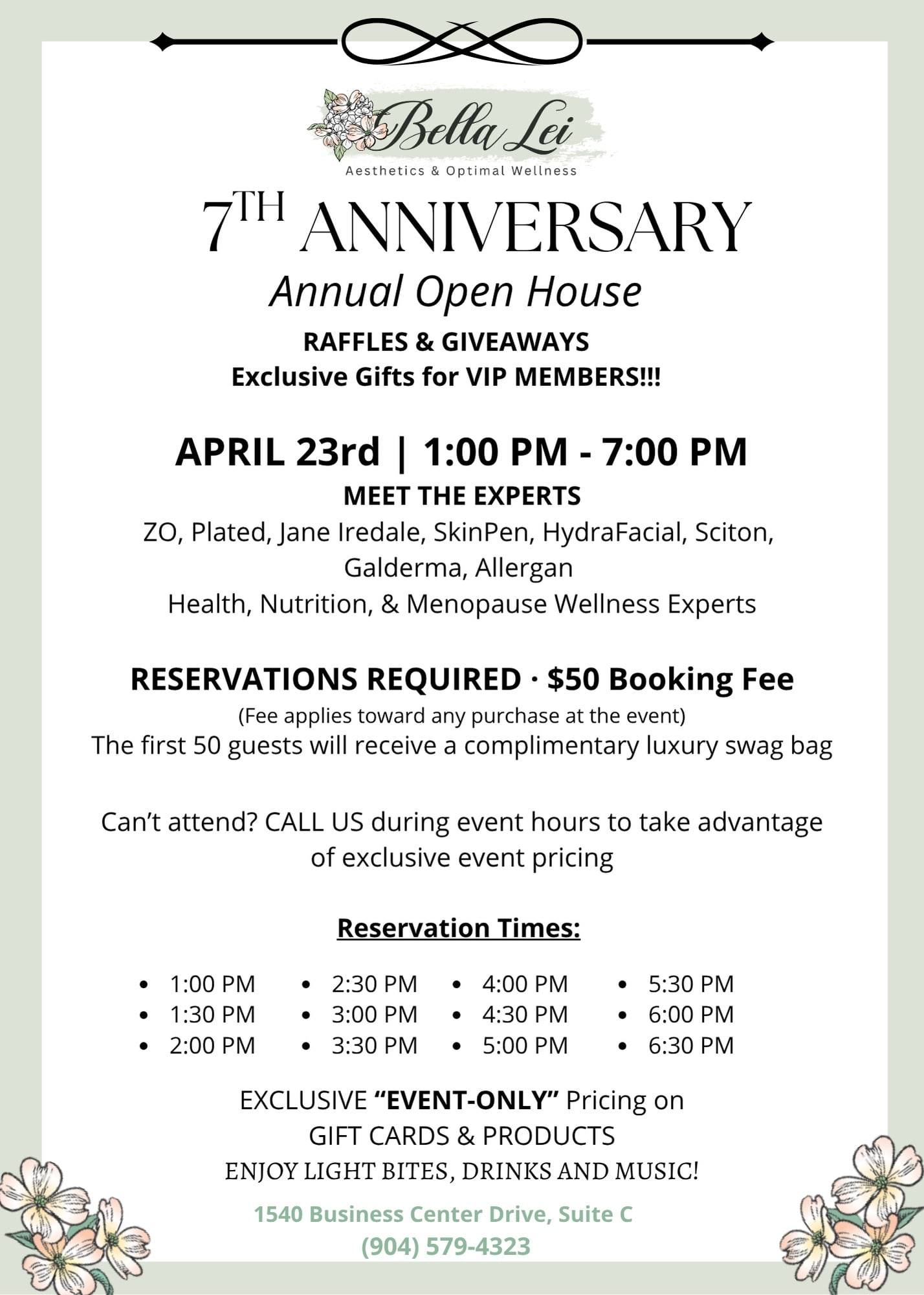 Bella Lei Aesthetics - 7th Anniversary Annual Open House - April 23rd 2026 - JOIN US - 1 copy